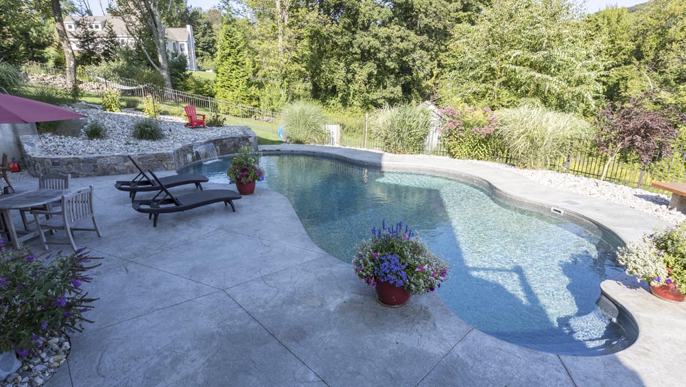 Custom inground pool with fountain